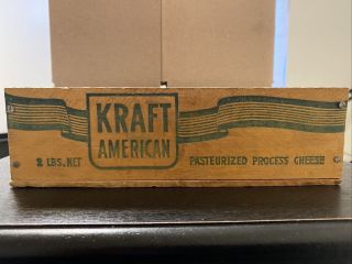 Vintage Kraft American Wood Cheese Box Dairy Advertisement Primitive Box