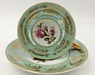 Vintage Tea Cup & Saucer Royal Sealy China Japan Rose Pattern Footed