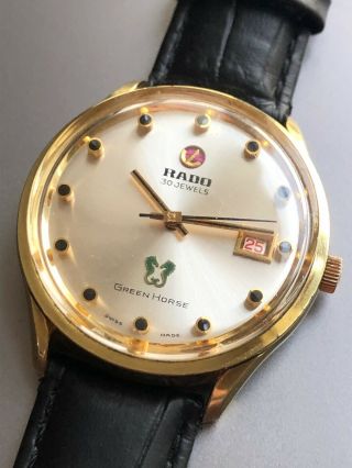 1960s Vintage Rado Green Horse De Luxe Ref:11751/1 Gold Plated Automatic Watch