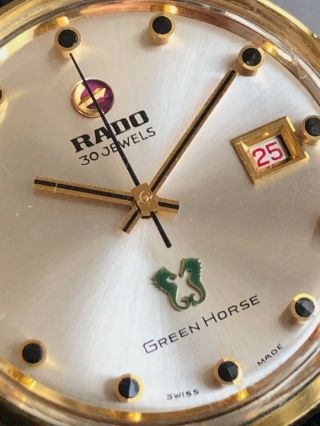 1960s Vintage Rado Green Horse De Luxe Ref:11751/1 Gold Plated Automatic Watch 3