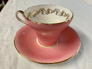 Estate Aynsley Bone China Pink & Gold Tea Cup And Saucer England