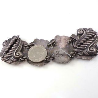Vintage Sterling Silver Taxco Mexico Wide Scroll Bracelet 7.  25 " Lhl3