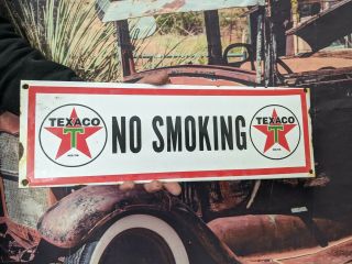 Old Vintage Texaco " No Smoking " Gasoline Porcelain Gas Pump Motor Oil Sign Fuel