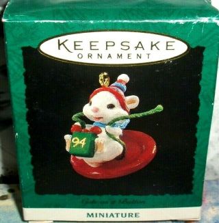 Cute As A Button`1994`miniature - A Little Mouse Having Some Fun,  Hallmark Ornament