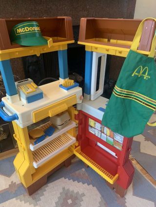 Vintage 89 Fisher Price Mcdonalds Drive Thru Playset Rare Apron And Accessories