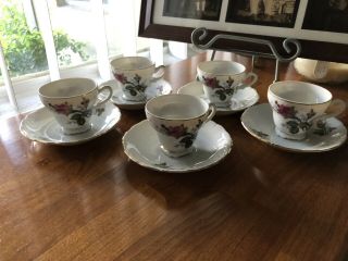 Set Of 5 Vintage Demitasse Tea Cups And Saucers,  Japan Ships Fast
