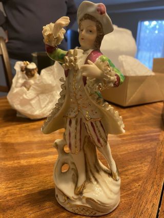 Bone China Lace Figurine,  Vintage Thames Hand Painted
