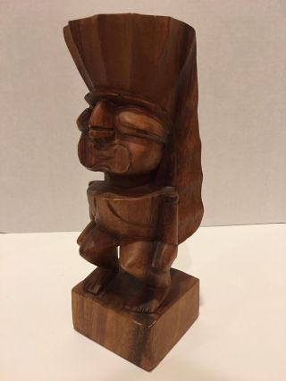 Large Hand Carved Wood Tiki God Sculpture 10.  25 " Tall Made In The Philippines