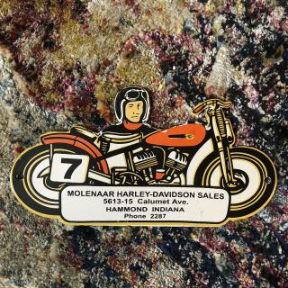 Vintage Molenaar Harley Davidson Service Porcelain Metal Gas & Oil Dealer Sign