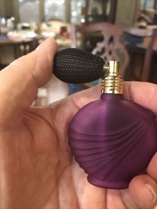 Vtg.  Purple Glass Perfume Bottle With Pump With Atomizer