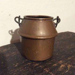 Antique Vintage Metal Copper Milk Can Pail Container With Handle.