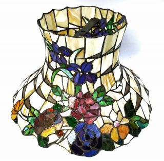 Tiffany Style Stained Glass Lampshade Floral Large Vintage