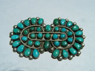 Navajo Vintage Dead Pawn Sterling Silver Natural Turquoise.  3 " X 2 " 39 Stones