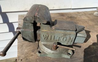Vintage Usa Made Wilton 1644 Swivel Base Bench Vise 4 " Jaws Schiller Park Ill