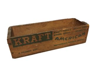 Vintage Kraft American Process Cheese 2 Lbs.  Wooden Box