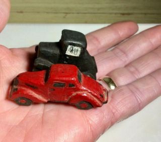 Vintage Folk Art Hand - Carved Wooden 2 " Miniature Cars,  Unsigned Child 