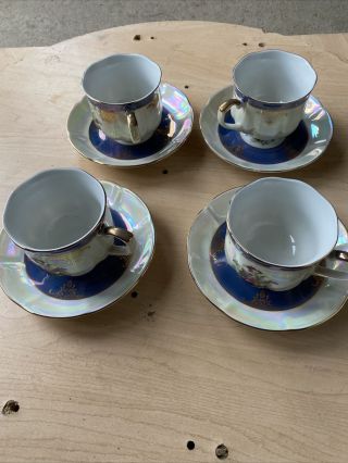 8 Piece Vintage Fresh China Tea Cup And Saucer Hand Painted Made In Japan