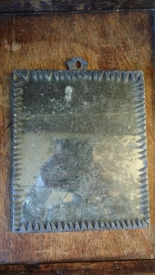 Unusual Antique Lead Cased Mercury Mirror - Foxed Distressed Glass