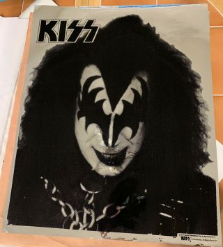 Vintage 1977 Kiss Mylar Foil Poster Aucoin - Gene Simmons Rare Good Cond.