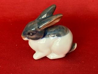 Vintage Rabbit Figurine White Blue Gray 2 - 1/4 " Tall Porcelain