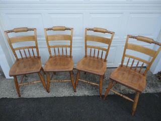 4 Vintage L.  Hitchcock Harvest Inn Solid Maple Chairs -