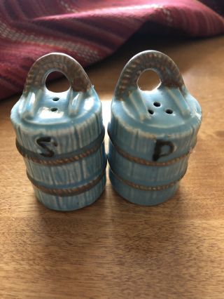 Vintage Salt And Pepper Shakers.  Light Blue Barrel.  Made In Japan