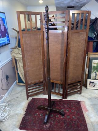 Antique Solid Walnut Wooden Coat & Hat Stand,  4 Hooks 70 1/2” High
