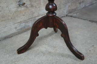 Antique Late Victorian Round Pine Parlor Side Table Pedestal Plant Stand 30 