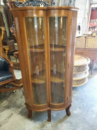 Solid Wood Vintage Corner Cabinet / Display Cabinet – Curved Front