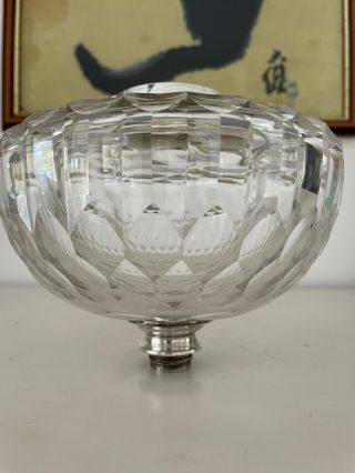 Baccarat Cut Glass Oil Lamp Font Silver Plate Collar