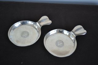 Two Vintage Hand - Wrought Arts Crafts Kalo Shops Sterling Silver Coasters Dishes