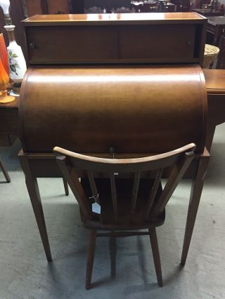 Cherry Roll Top Cylinder Desk With Chair Made By Drexel
