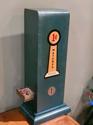 Vintage/antique Wooden Penny Match Book Dispenser/vending Machine 1 Cent