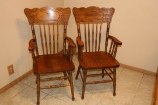 Antique Pressed Back Arm Chairs