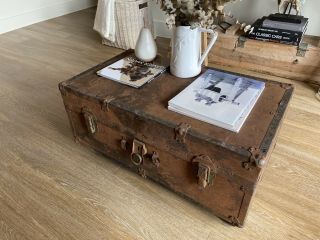 Vintage Coffee Table Furniture Storage Treasure Chest Large Trunk Box