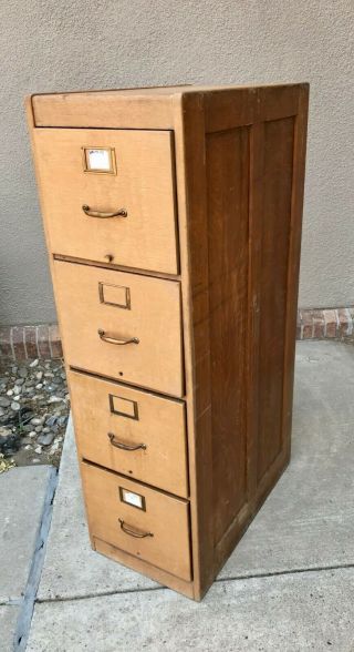 Vintage Early 20th Century Yawman and Erbe Mfg.  Oak 4 Drawer Filing Cabinet 5