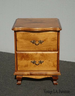 Vintage French Country Solid Wood Nightstands W Brass Hardware