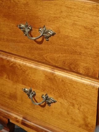 Vintage French Country Solid Wood Nightstands w Brass Hardware 5