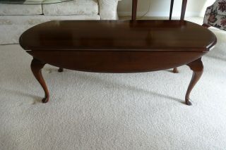Pennsylvania House Solid Cherry 48 " Drop Leaf Accent Coffee Table With Glass Top