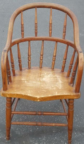 Antique All Wood Windsor Style Arm Chair - Gdc - Antique Collectible Chair