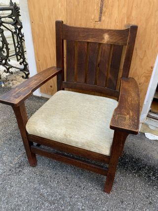 L & Jg Arm Chair Heavy Oak Arts And Crafts Mission Parts Restore