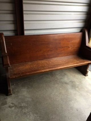 Antique Early Wooden Church Pew - 7 Foot - Local Pickup