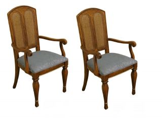Set Of 2 Stanley Furniture Contemporary Style Cane Back Dining Arm Chairs 471.