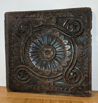Very Fine Charles I West Country Carved Oak Flower Panel Circa1630