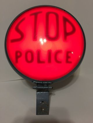 Vintage Stop Police Light,  Law Enforcement,  Red Lens,  Wired For Electric Outlet