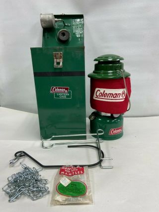 Vtg Coleman Lantern Green Model 335 W Metal Case Extra Accessories Dated 3 - 73