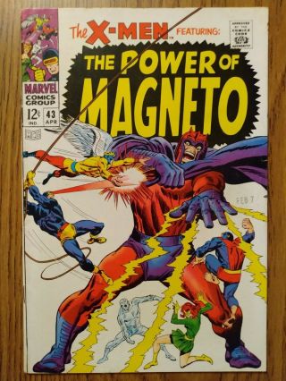 Marvel X - Men 43 Silver Age Comic Book Power Of Magneto 1968 Vintage