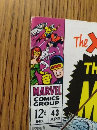 Marvel X - Men 43 Silver Age Comic Book Power Of Magneto 1968 Vintage 2
