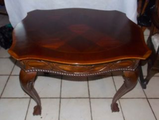 Mahogany Carved Inlaid End Table / Side Table (t917)