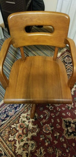 Antique 1950 W.  H.  Gunlocke Mahogany Bankers Swivel Chair 2